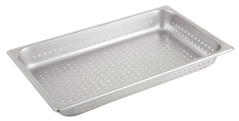 Winco Full Size 2.5" Deep Metal Food Pan/Steam Table Pan, Perforated, 22 Gauge